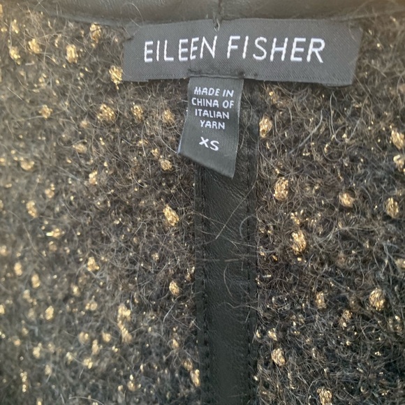 EILEEN FISHER Black Gold Mohair Wool Cardigan XS - Picture 5 of 7